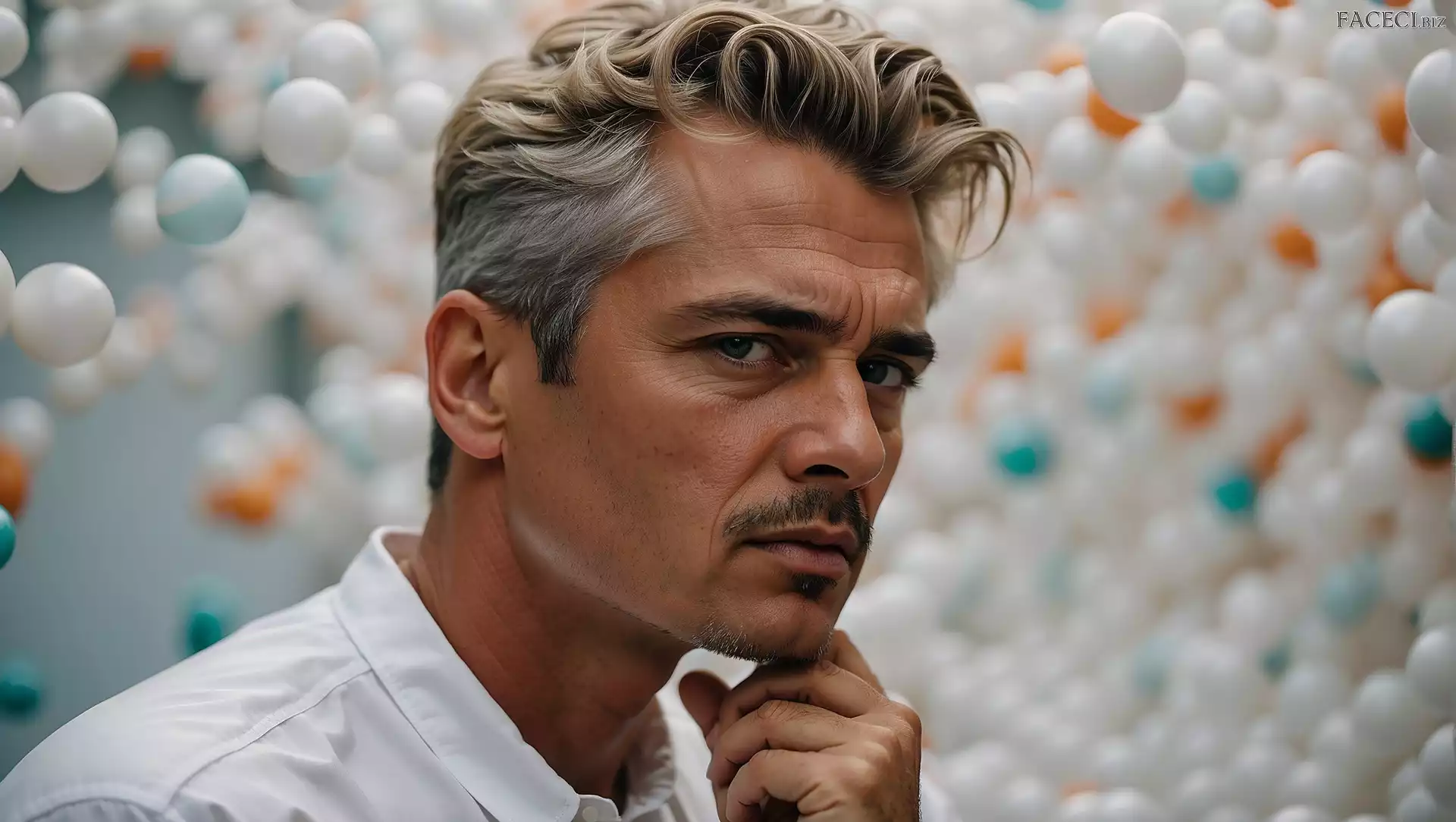 Biała, Blondyn, Koszula, Mężczyzna, Wąsy